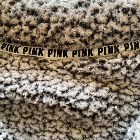 Victoria's Secret PINK women's black and white sherpa quarter zip pullover - Picture 9 of 9